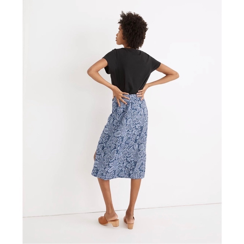 Madewell Blue Paisley Midi Skirt - Picture 2 of 10